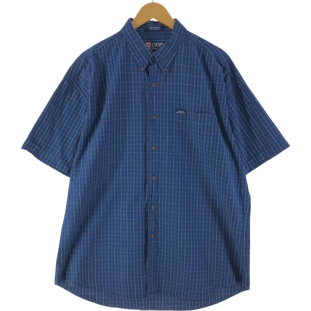 古着 90年代 ラルフローレン Ralph Lauren CHAPS チャップス 半袖 ボタンダウン チェックシャツ メンズXL相当 ヴィンテージ/eaa537281