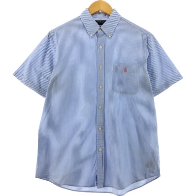 古着 ラルフローレン Ralph Lauren POLO RALPH LAUREN RL UNTUCKED FIT シアサッカー 半袖 ボタンダウン ストライプシャツ メンズM相当/eaa533685