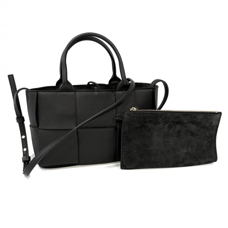 BOTTEGA VENETA ボッテガヴェネタ マキシイントレチャート ミニアルコ トート ブラック レザー 2way【鑑定済み】正規品
