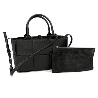 BOTTEGA VENETA ボッテガヴェネタ マキシイントレチャート ミニアルコ トート ブラック レザー 2way【鑑定済み】正規品