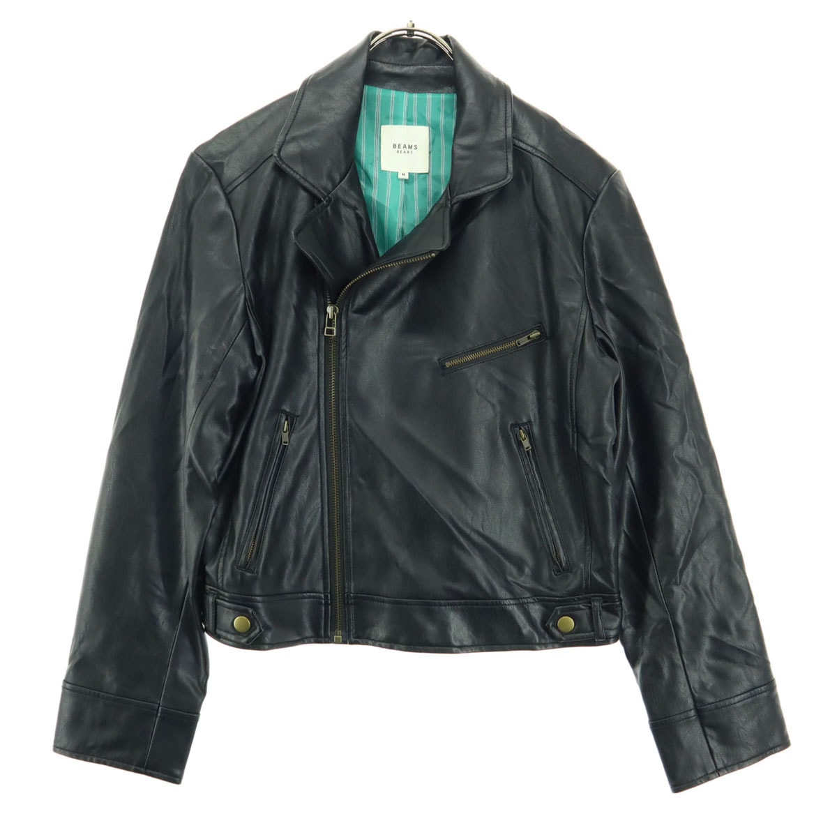 BEAMS HEART ビームスハート 長袖 フェイク レザージャケット M ブラック