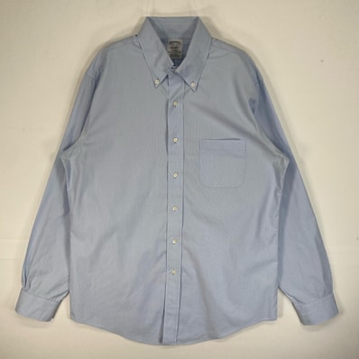 古着 ブルックスブラザーズ Brooks Brothers 長袖シャツ ボタンダウン 胸ポケット REGENT 55161 水色 ストライプ メンズ