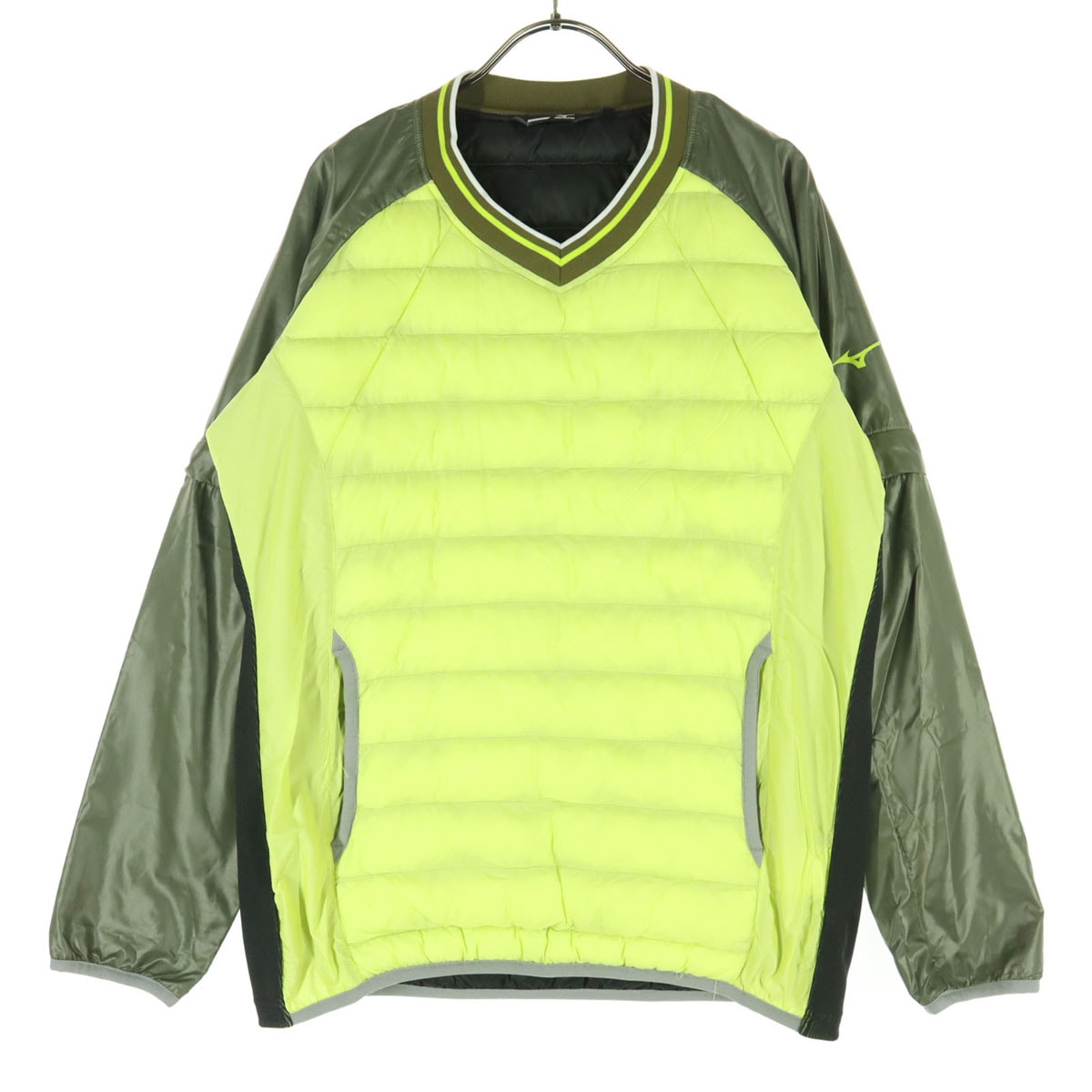 美品 Mizuno ミズノ ゴルフ 長袖 中綿入り ウィンドブレーカー M イエロー 袖取り外し可