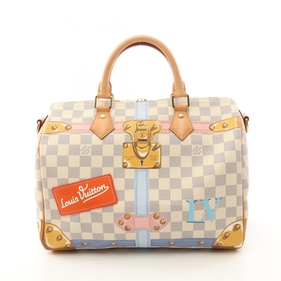 ルイ・ヴィトン LOUIS VUITTON スピーディ バンドリエール30 サマートランクコレクション 2WAY ハンドバッグ バッグ PVCコーティングキャンバス レザー ダミエ・アズール レディース ホワイト系 / マルチカラー N41063 【中古】