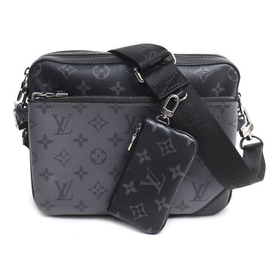 LOUIS VUITTON ルイ・ヴィトン トリオ メッセンジャー ショルダーバッグ モノグラム エクリプス グレー M69443 ICチップ メンズ【中古】