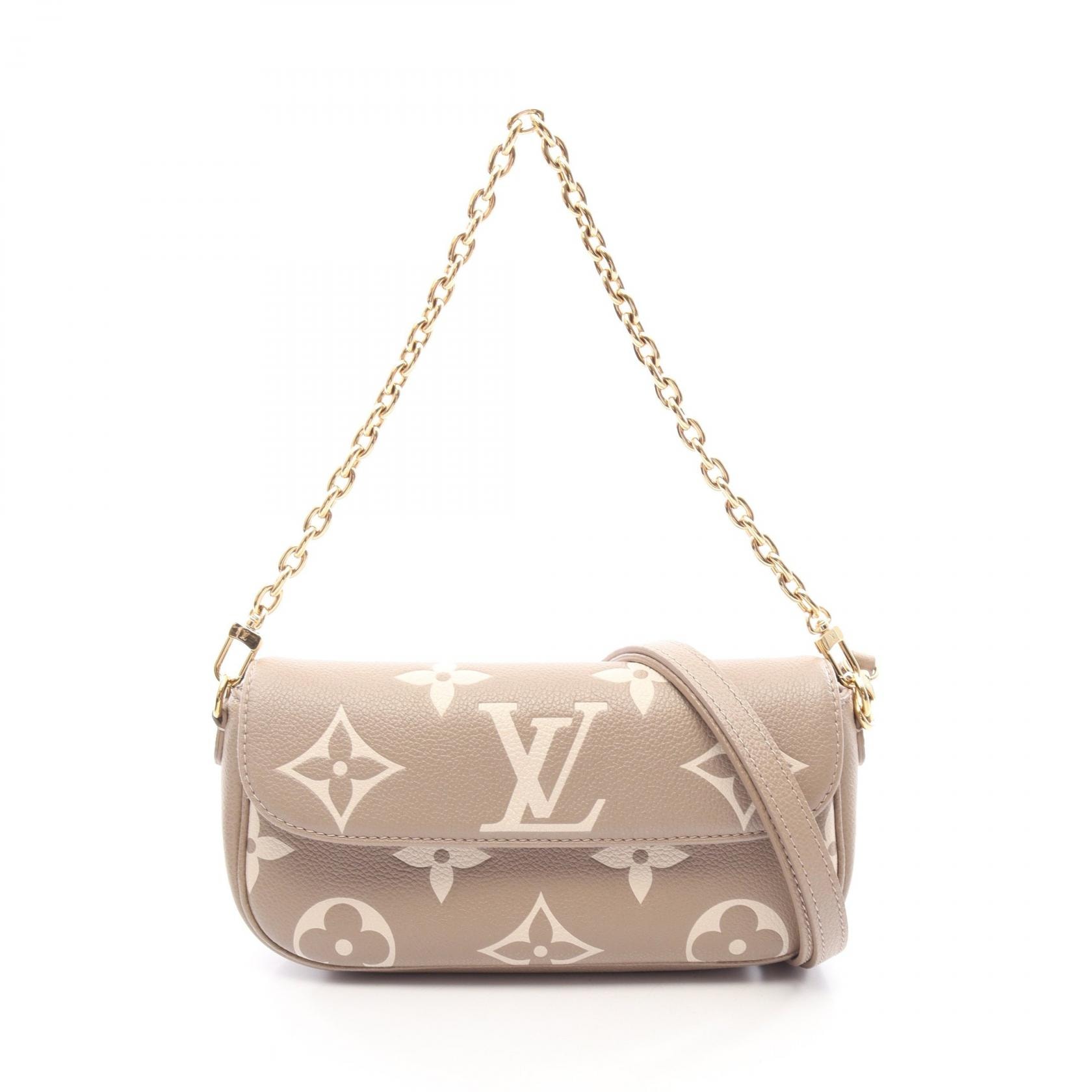 ルイ・ヴィトン LOUIS VUITTON ウォレット オン チェーン アイビー バイカラーモノグラムアンプラント 2WAY ハンドバッグ バッグ レザー レディース ベージュ系 M82211 【中古】