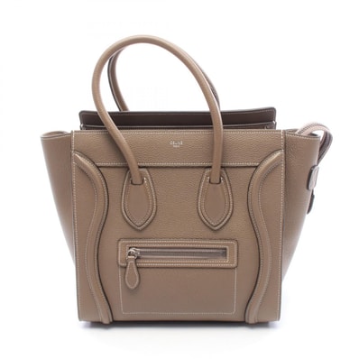 セリーヌ CELINE ラゲージ マイクロ ショッパー ハンドバッグ バッグ レザー レディース ベージュ系 189793 【中古】