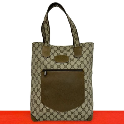 GUCCI グッチ GG 柄 PVC レザー トートバッグ ブラウン
39222