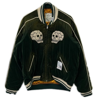 メゾンミハラヤスヒロ J11BL061 24AW グリーン スカル ベルベット スーベニアジャケット 44