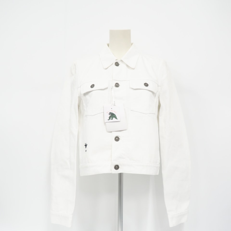 美品 Christian Dior クリスチャンディオール ニキ ド サンファル デニムジャケット S 412V11A3075 デニムジャケット ホワイト コットン レディース