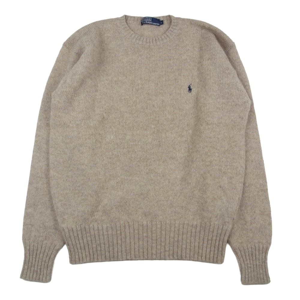 POLO RALPH LAUREN ポロ・ラルフローレン シェットランドウール ポニー刺繍 プルオーバー ニット セーター ベージュ系 L【中古】