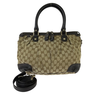 GUCCI グッチ スーキー 2way ベージュ ブラウン ゴールド金具 GGキャンバス レザー/ トートバッグ ショルダーバッグ 1-0294285 【中古】