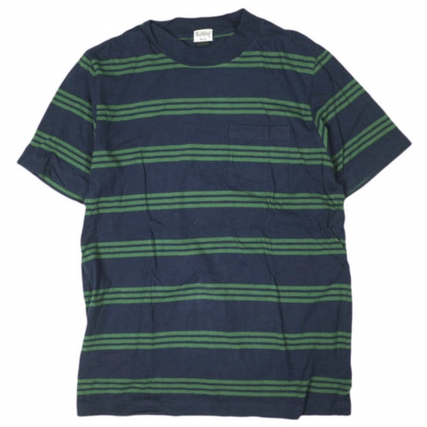 Healthknit x BEAMS PLUS ヘルスニット ビームスプラス 別注 ボーダーポケットTシャツ S NAVY/GREEN 半袖 トップス g13930