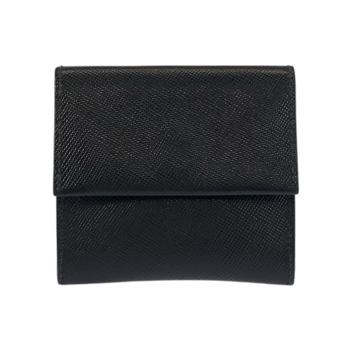 美品 PRADA プラダ サフィアーノ ブラック 黒 シルバー金具 レザー コインケース 小銭入れ 505781 【中古】