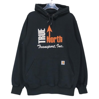 CARHARTT カーハート True North Transport,inc. PRINT RAIN DEFENDER HOODIE フーディー トップス プルオーバー パーカー ブラック サイズM