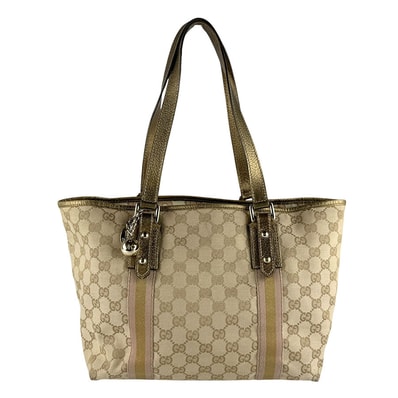 グッチ GUCCI ショルダーバッグ GGキャンバス/レザー ブラウン/ゴールド レディース 137396【中古】 z9663