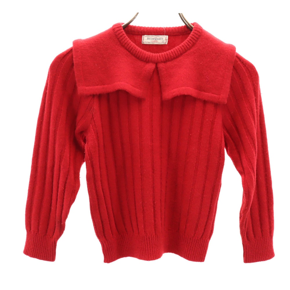 YVES SAINT LAURENT イヴサンローラン 90s オールド 長袖 セーラーカラー ニット 120 レッド セーター