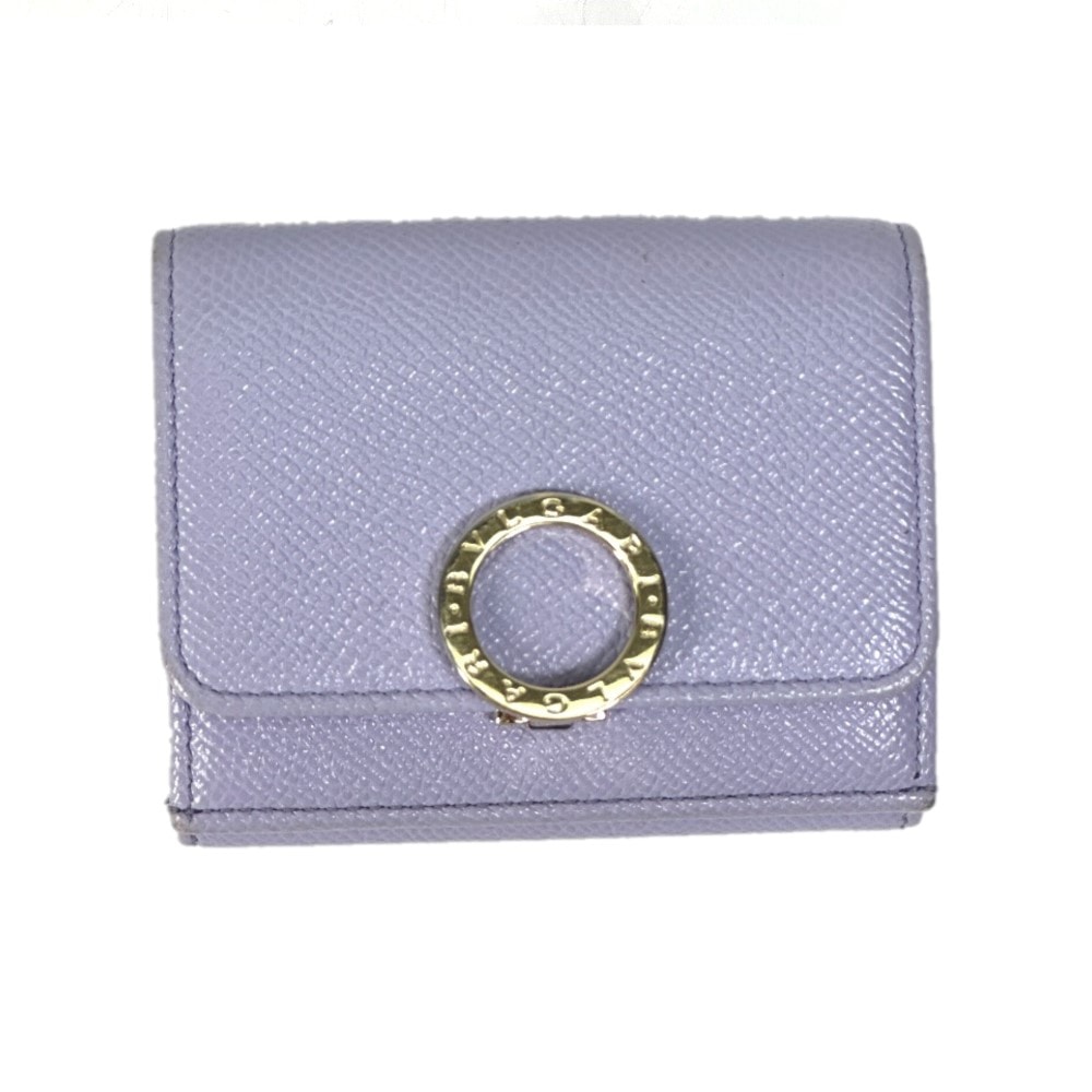 ブルガリ BVLGARI ブルガリブルガリ コンパクト 3つ折り財布 レザー パープル