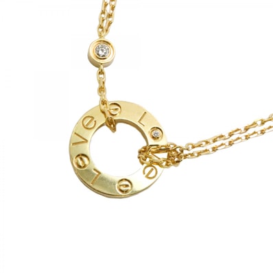 【6jdb0408-10】カルティエ ネックレス ラブサークル 2PD K18YG イエローゴールド ダイヤモンド【中古】レディース
