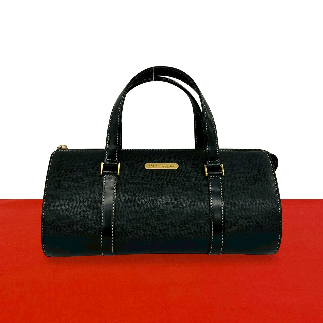 BURBERRY バーバリー ロゴ 金具 レザー ハンドバッグ ブラック
 81653