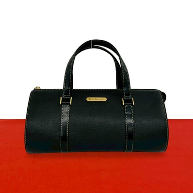 BURBERRY バーバリー ロゴ 金具 レザー ハンドバッグ ブラック
81653
