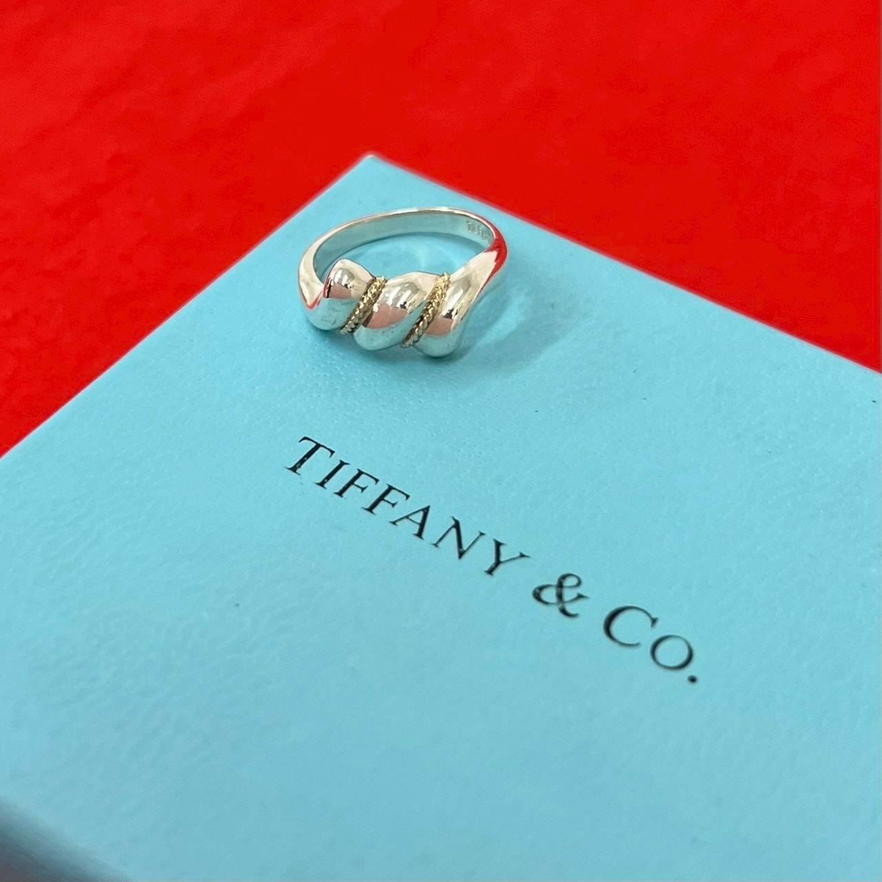 TIFFANY&Co. ティファニー ツイストロープ リング シルバー925 K14イエローゴールド リング・指輪 8.5号 シルバー
 29691