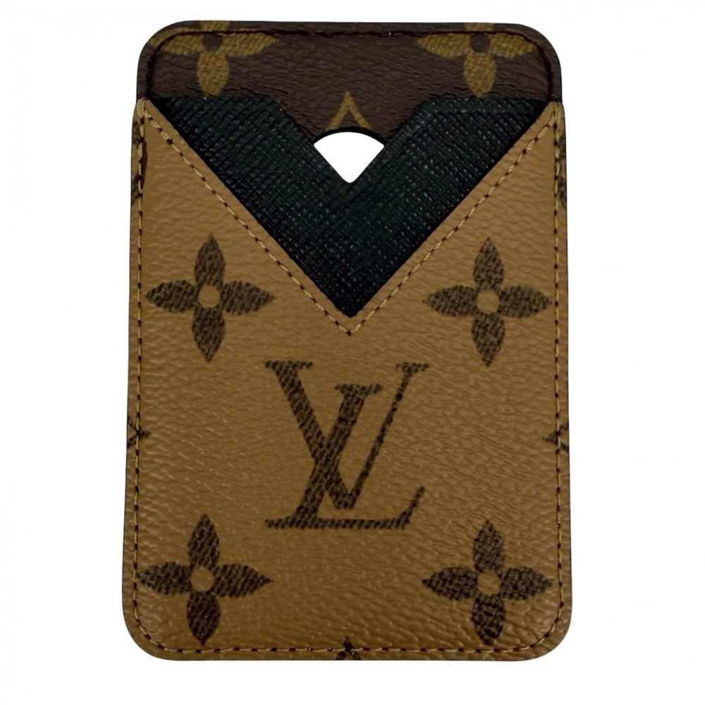 LOUIS VUITTON ルイヴィトン カードケース モノグラムリバース ポルト カルト・マグネット 名刺入れ 定期入れ 小物 M25654 ブラウン 茶 ブラック 黒 メンズ 美品【中古品】