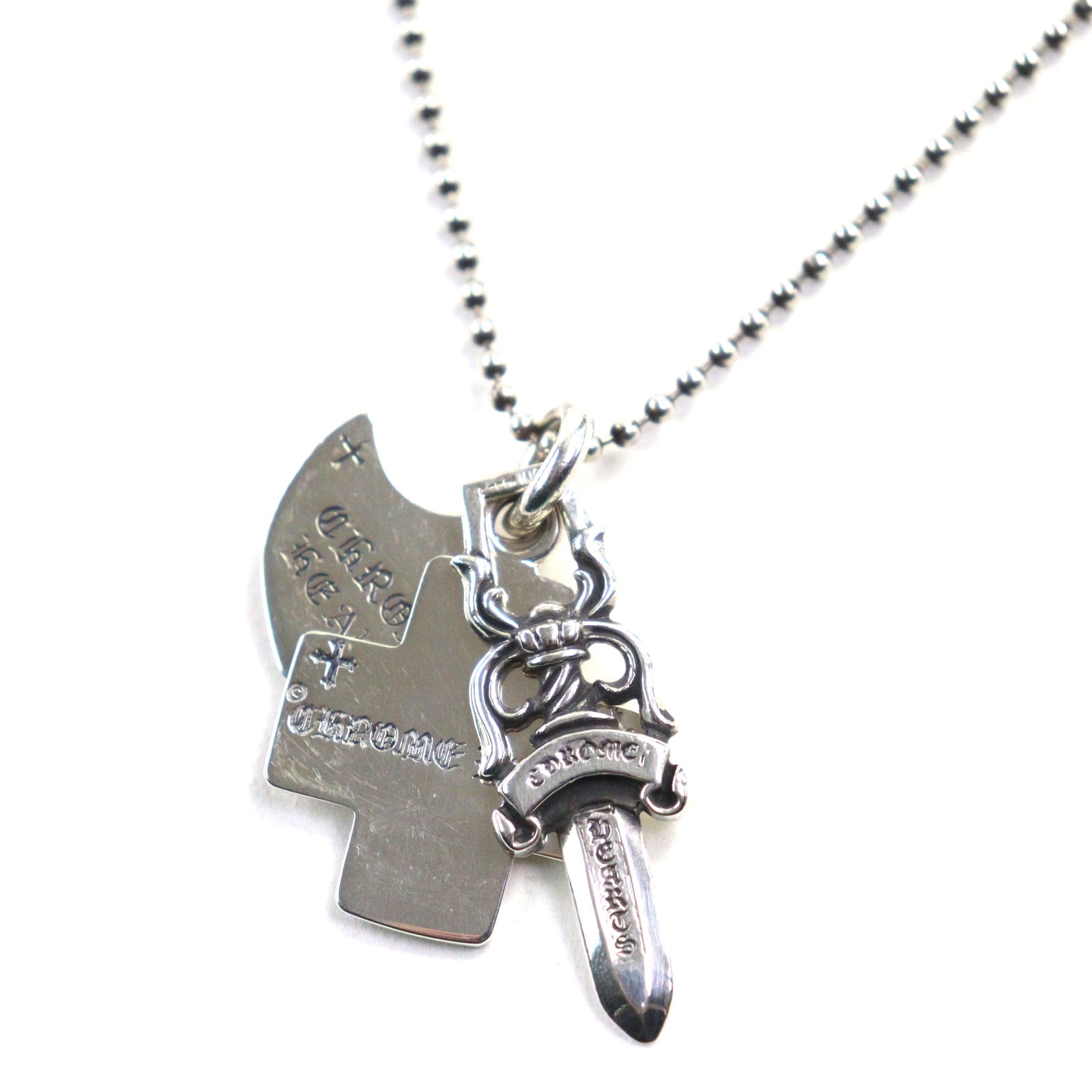 美品 クロムハーツ ネックレス スリートリンケッツ メンズ (23インチ)