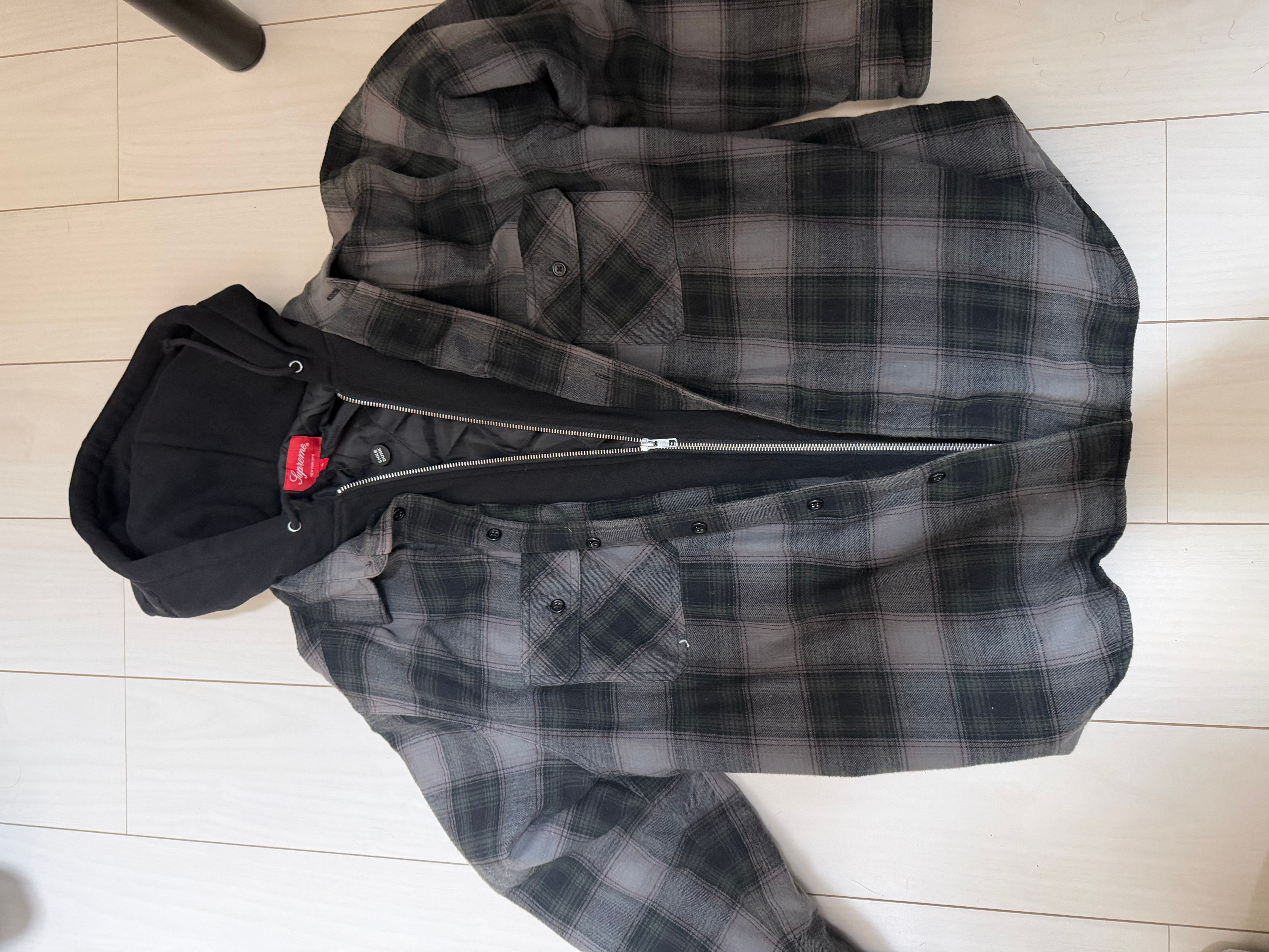 Supreme Hooded Flannel Zip Up Shirt "Black"