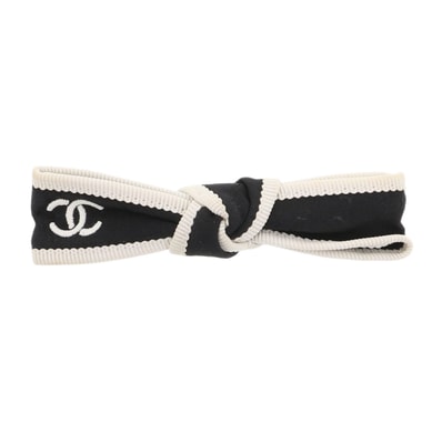 CHANEL シャネル ココマーク リボン バイカラー バレッタ バレッタ ブラック ホワイト レディース【中古】