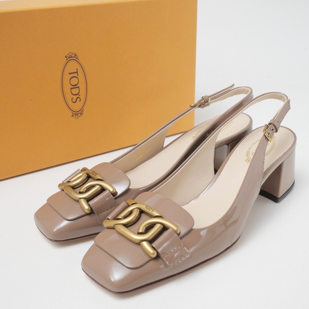 ■美品■TOD'S トッズ Kate ケイト パンプス サイズ37 スリングバックパンプス スクエアトゥ ストラップ 靴 イタリア製 ブランド古着【中古】20261016/RB1083