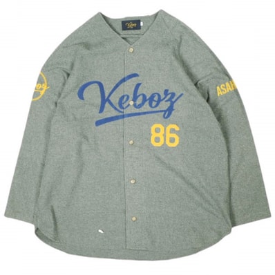 KEBOZ x FREAK'S STORE ケボズ フリークスストア 21AW 別注 BASEBALLL SHIRT 旭川 ベースボールシャツ 213-1038 L チャコールグレー 長袖 フランネル 86 トップス g26650
