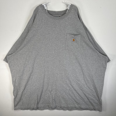 古着 カーハート Carhartt 半袖Tシャツ 大きいサイズ 肉厚 ワンポイント ロゴ 胸ポケ 5XL グレー 無地 メンズ