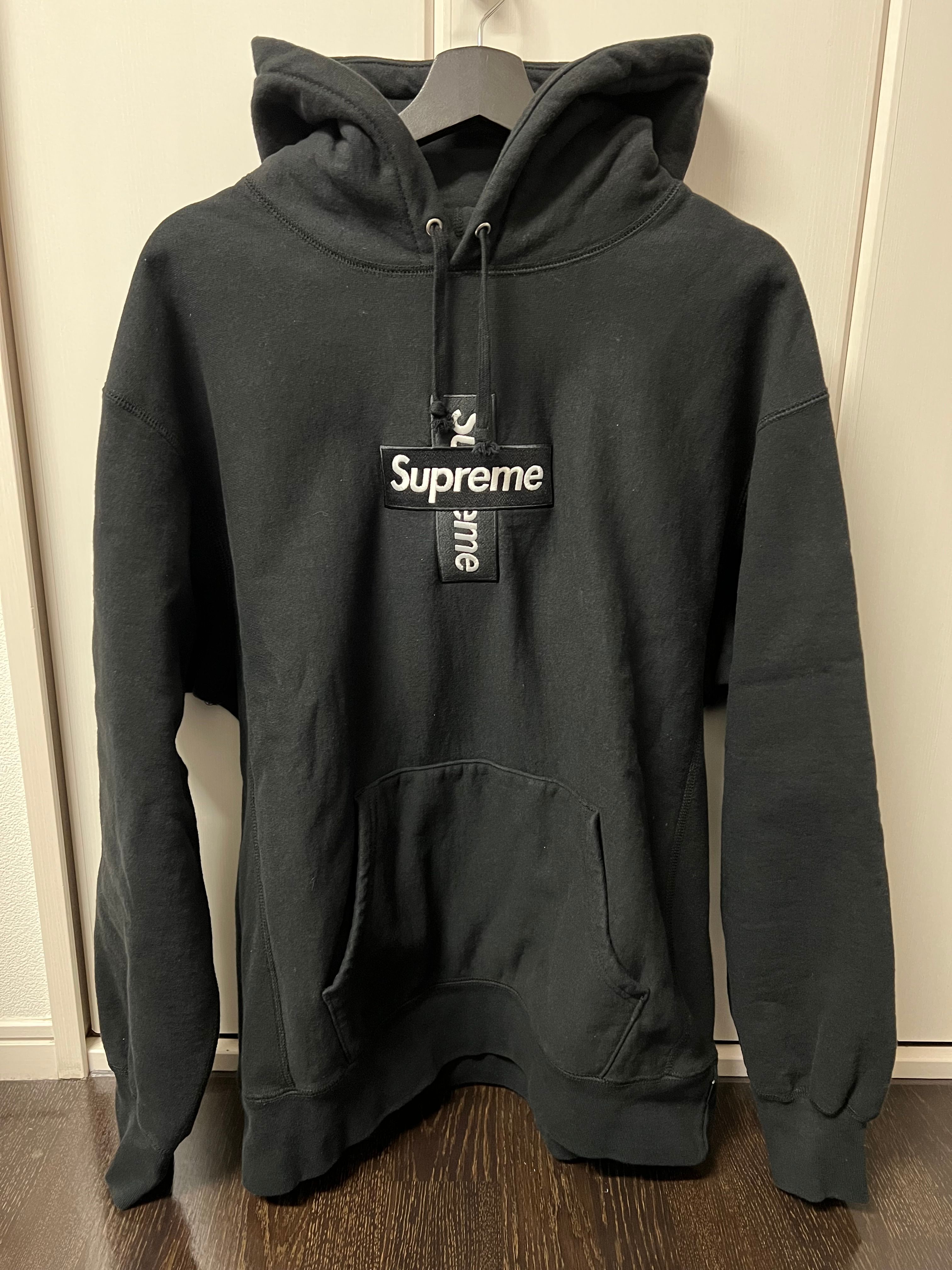 Supreme Cross Box Logo Hooded Sweatshirt "Black"