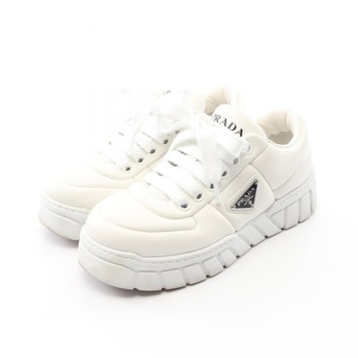 プラダ PRADA トライアングルロゴ スニーカー 靴 レザー レディース ホワイト系 2EE386 【中古】