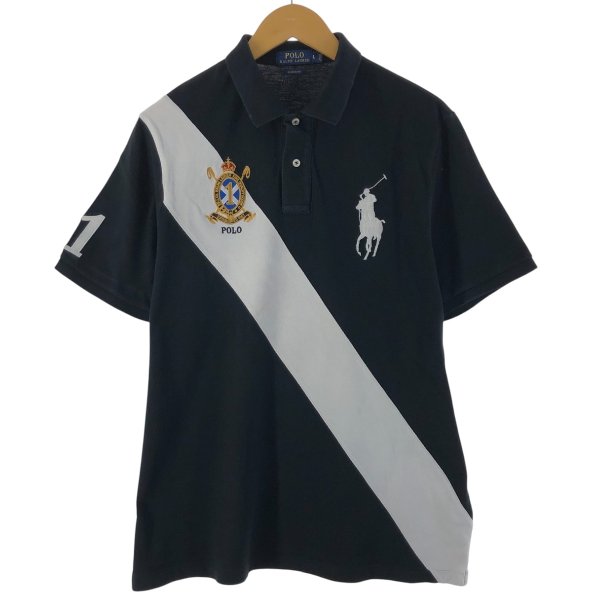 古着 ラルフローレン Ralph Lauren POLO RALPH LAUREN CLASSIC FIT ライン入り ビッグポニー 半袖 ポロシャツ メンズL相当/eaa537300