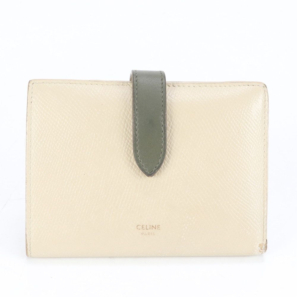 セリーヌ ミディアム ストラップ ウォレット二つ折り 財布 レザー