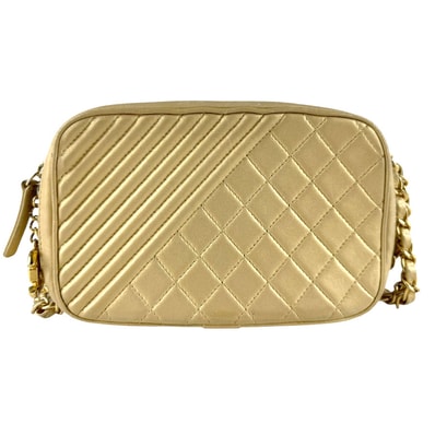 シャネル CHANEL ショルダーバッグ レザー ゴールド レディース【中古】 z8574