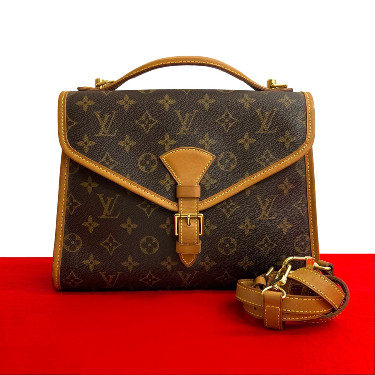 LOUIS VUITTON ルイヴィトン ベルエア モノグラム レザー PVC ショルダーバッグ ブラウン
 27817
