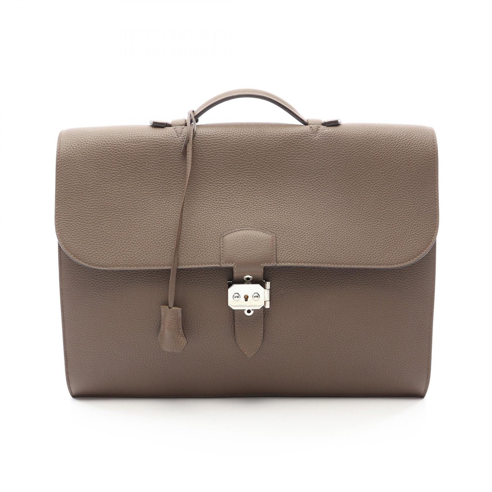 エルメス HERMES サックアデペッシュ38 トープ ビジネスバッグ バッグ トゴ トゴ □R刻印(2014年製造) メンズ グレー系 H074409CK8F 【中古】