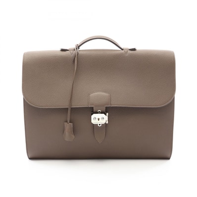 エルメス HERMES サックアデペッシュ38 トープ ビジネスバッグ バッグ トゴ トゴ □R刻印(2014年製造) メンズ グレー系 H074409CK8F 【中古】