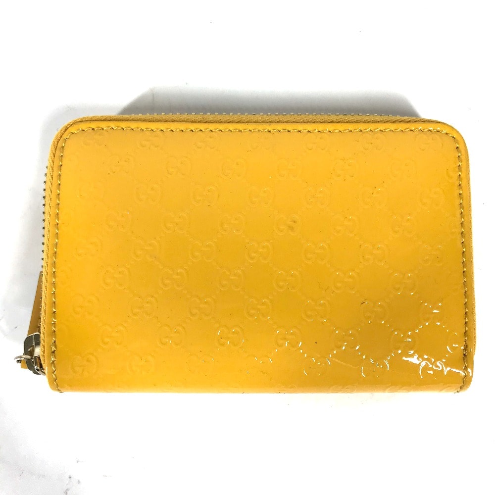 グッチ GUCCI マイクロ グッチシマ 255452 シマライン 財布 小銭入れ コンパクトウォレット カードケース コインケース エナメル イエロー