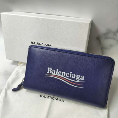 BALENCIAGA Political Campaign Zip Around Wallet "Blue"