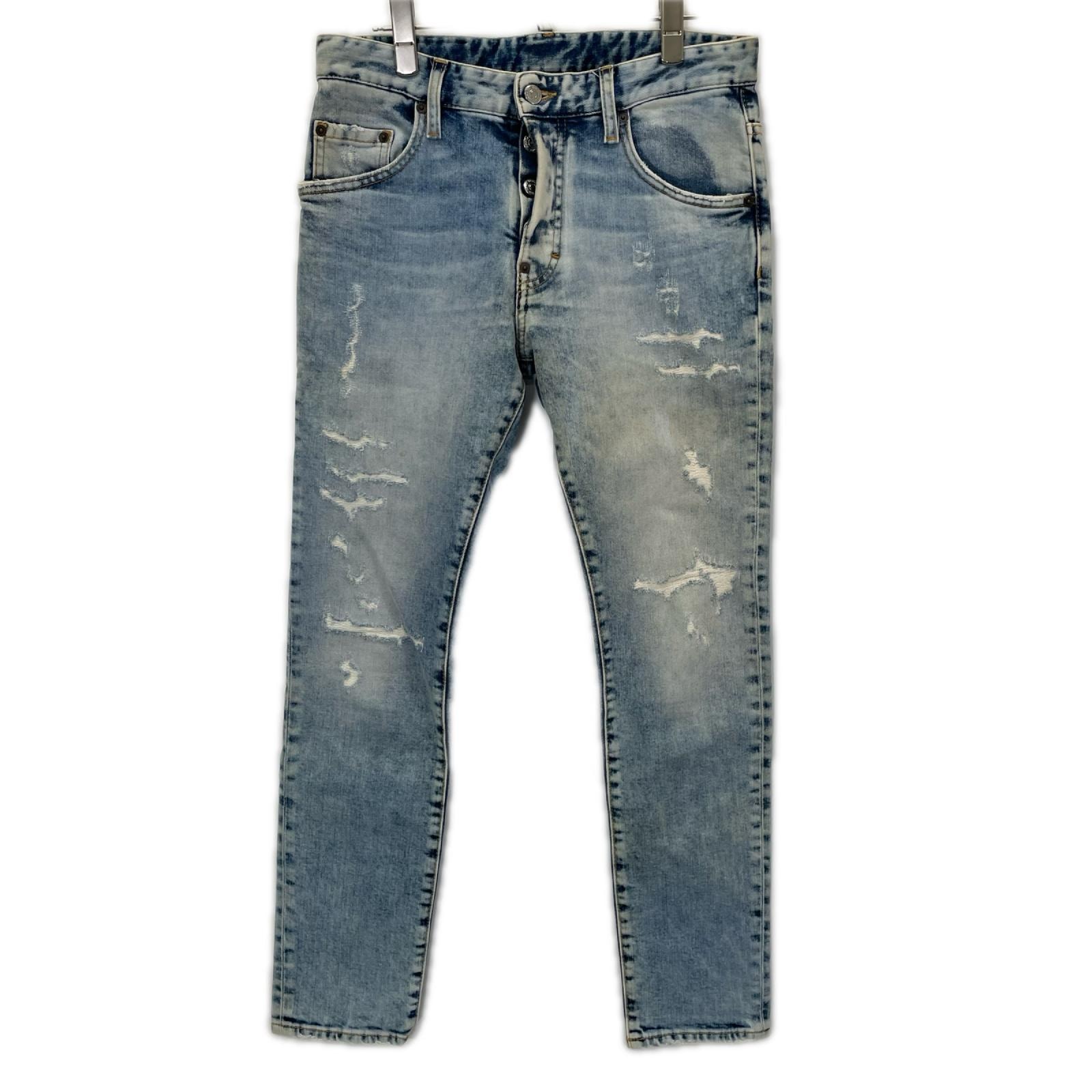 ディースクエアード S74LB0747 ライトインディゴ Skater Jean/スケータージーン クラッシュ加工 デニム 44