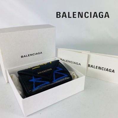 BALENCIAGA Graffiti Papier Mini Wallet "Black"