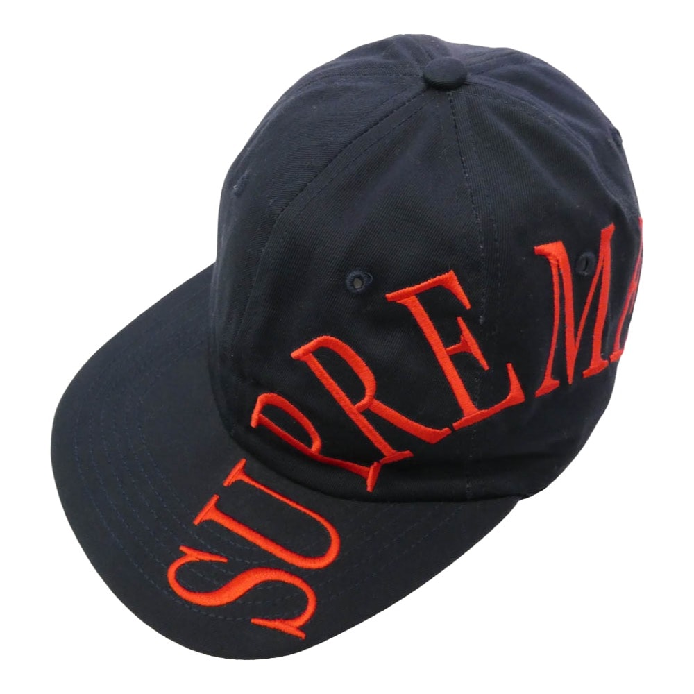 Supreme シュプリーム 18SS Side Arc 6-Panel サイドアーチロゴ 刺繍 キャップ 帽子 ネイビー系【中古】