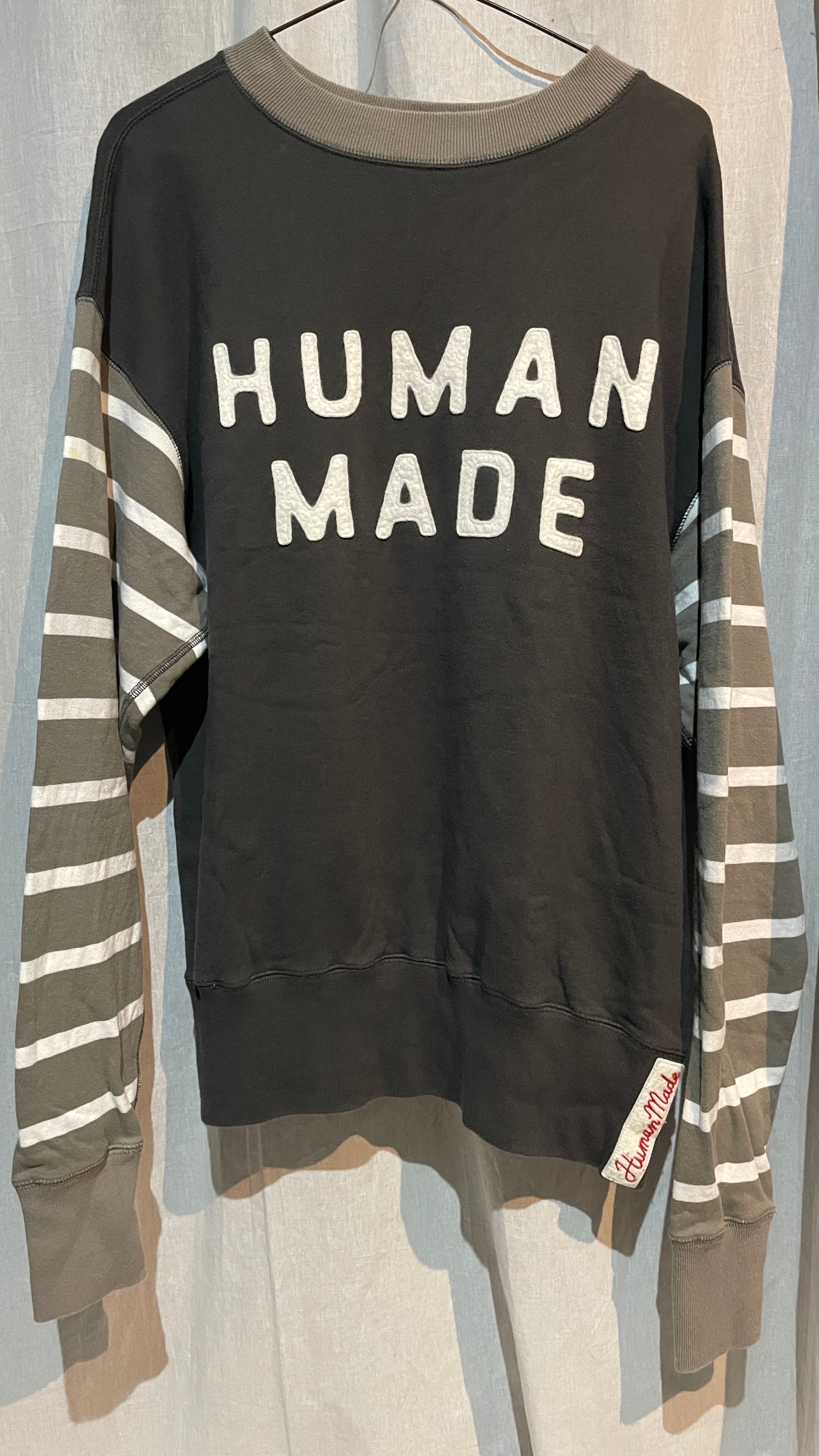 HUMAN MADE Striped Sleeve Sweatshirt "Charcoal"