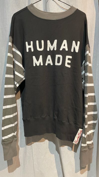 HUMAN MADE Striped Sleeve Sweatshirt "Charcoal"