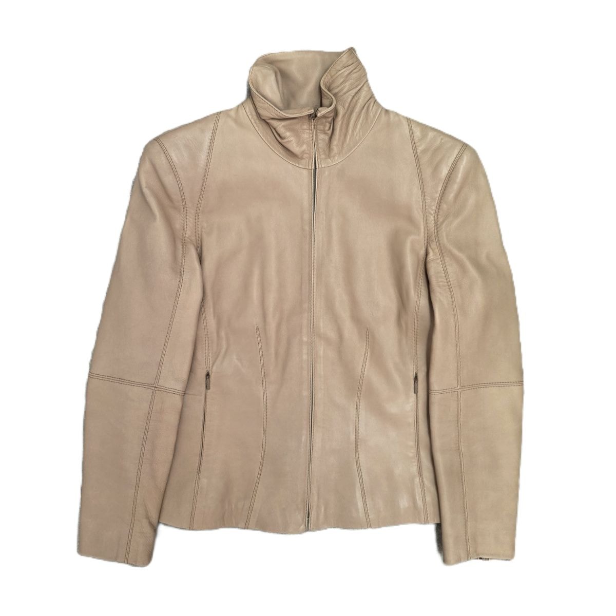 LOEWE ロエベ ラムスキン シングルライダース ライダースジャケット 36 ラムスキン ピンクベージュ  レディース【中古】