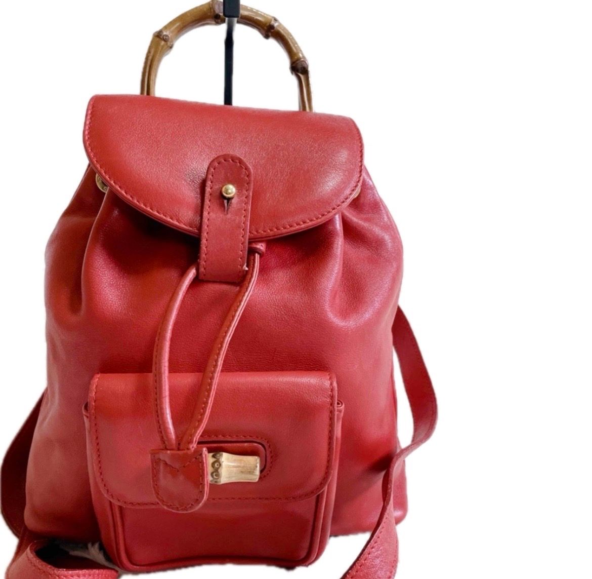 GUCCI グッチ バンブー オールレザー リュック バックパック レッド 赤